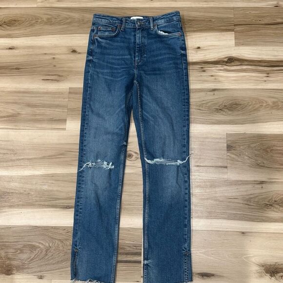 Zara Raw Hem Straight Leg Jeans Women’s 6 - Picture 1 of 4